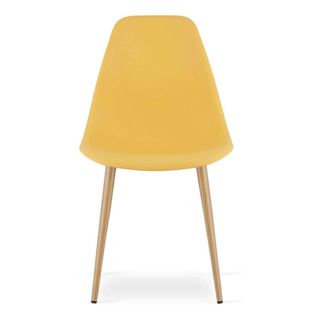 Sedia scandinava WAT color senape con gambe effetto legno