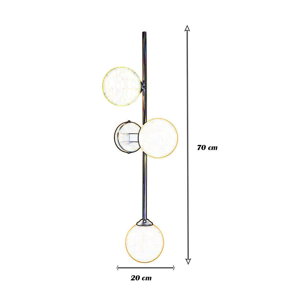Trade Shop - Applique A Parete Bronzo Metallo Con 3 Sfere Lampada Da Muro Minamalista Attacco G9 Aq57 -