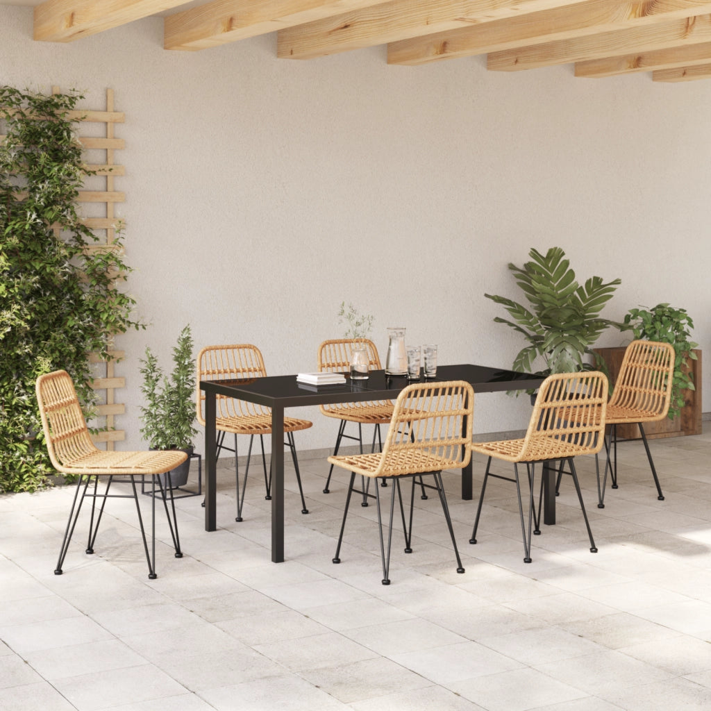 Set di 7 Pezzi da Pranzo per Giardino Brown Polyrattan
