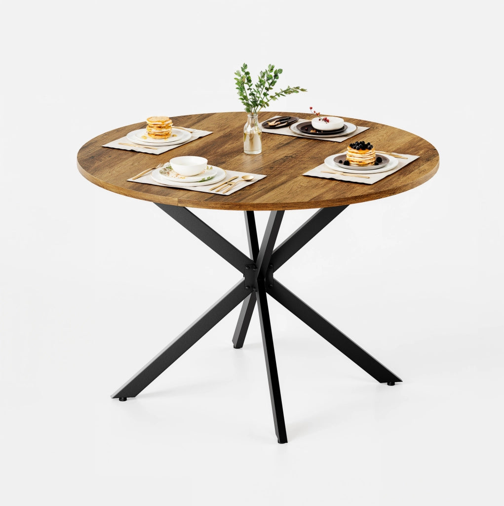 Tavolo rotondo Ø120 cm con gambe a X marrone e nero