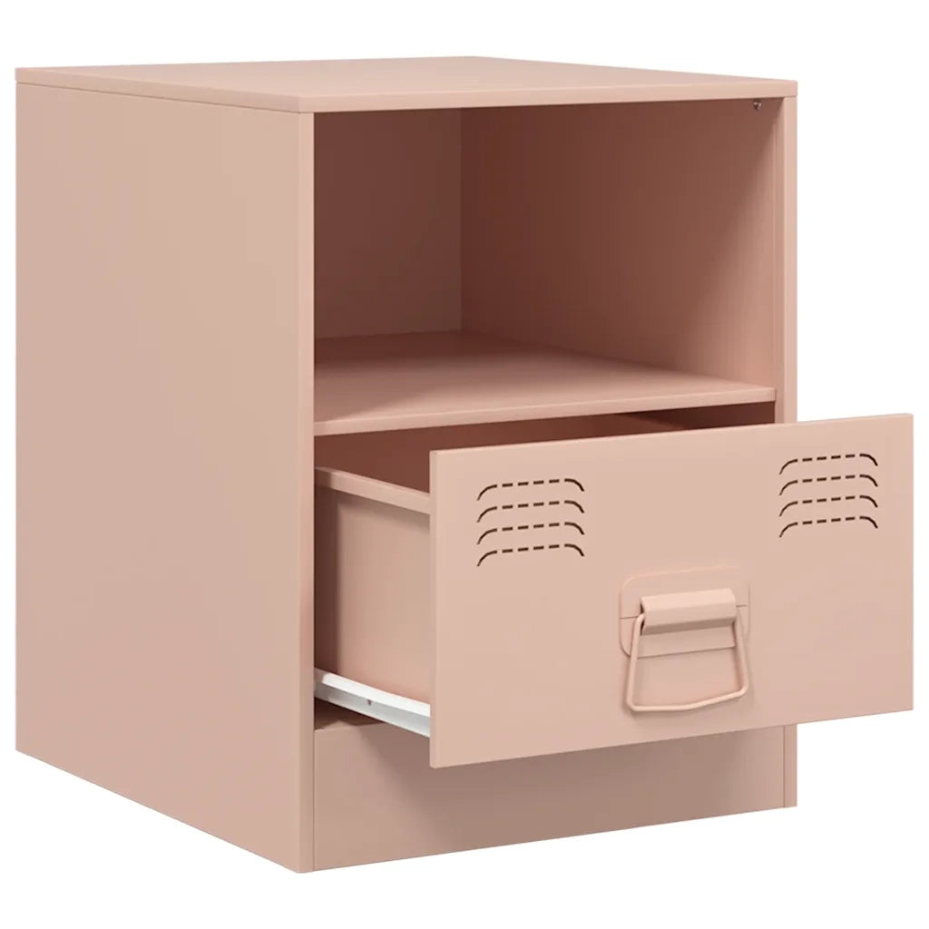 Comodini 2 pz-Set di 2 Tavolino da notte Rosa 34,5x39x44 cm in Acciaio 612221