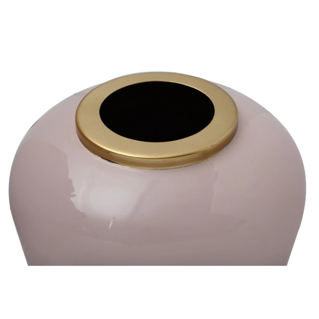 Vaso da terra Art Deco in ferro rosa antico e oro