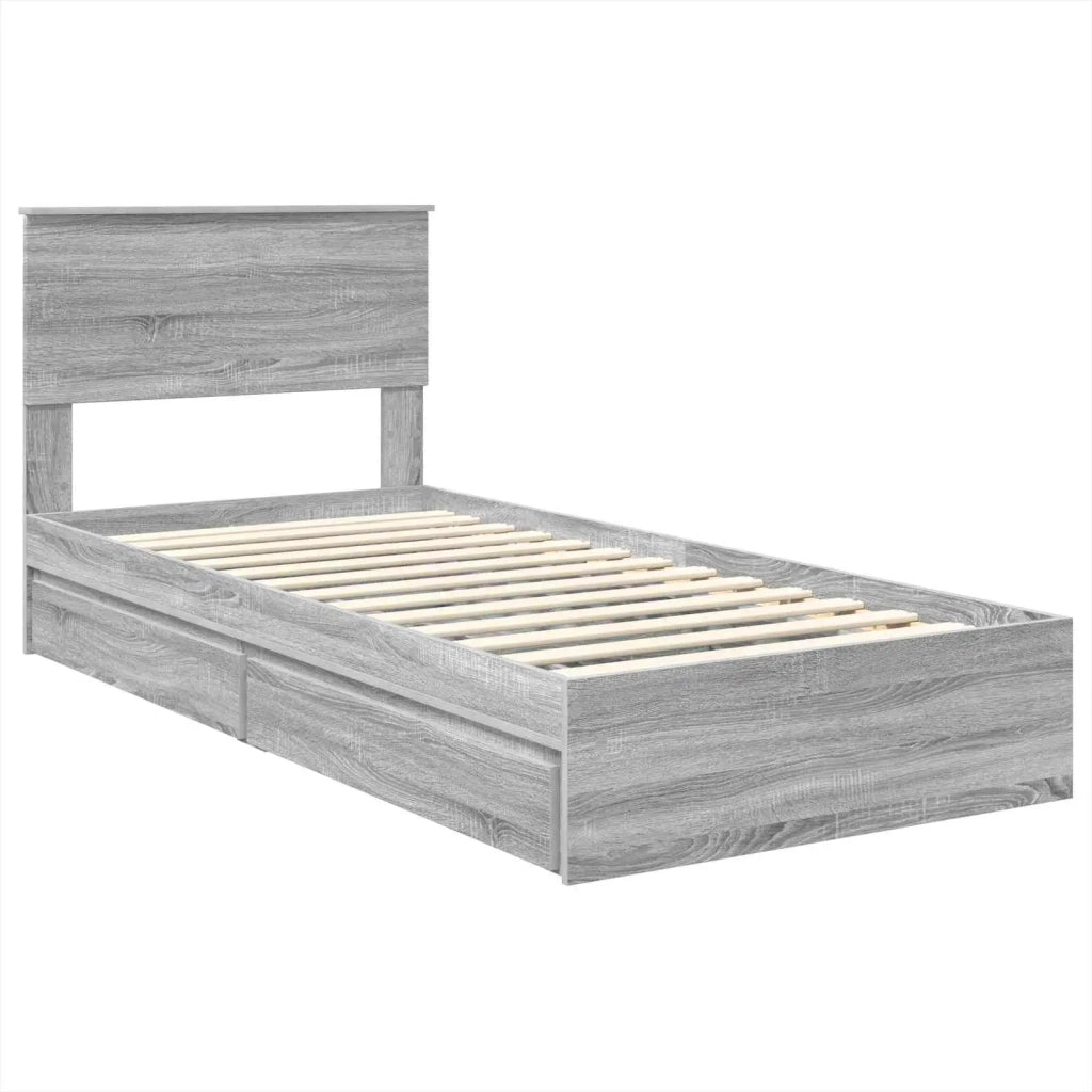 Letto con Contenitore con testiera Grigio Sonoma 75 x 190 cm