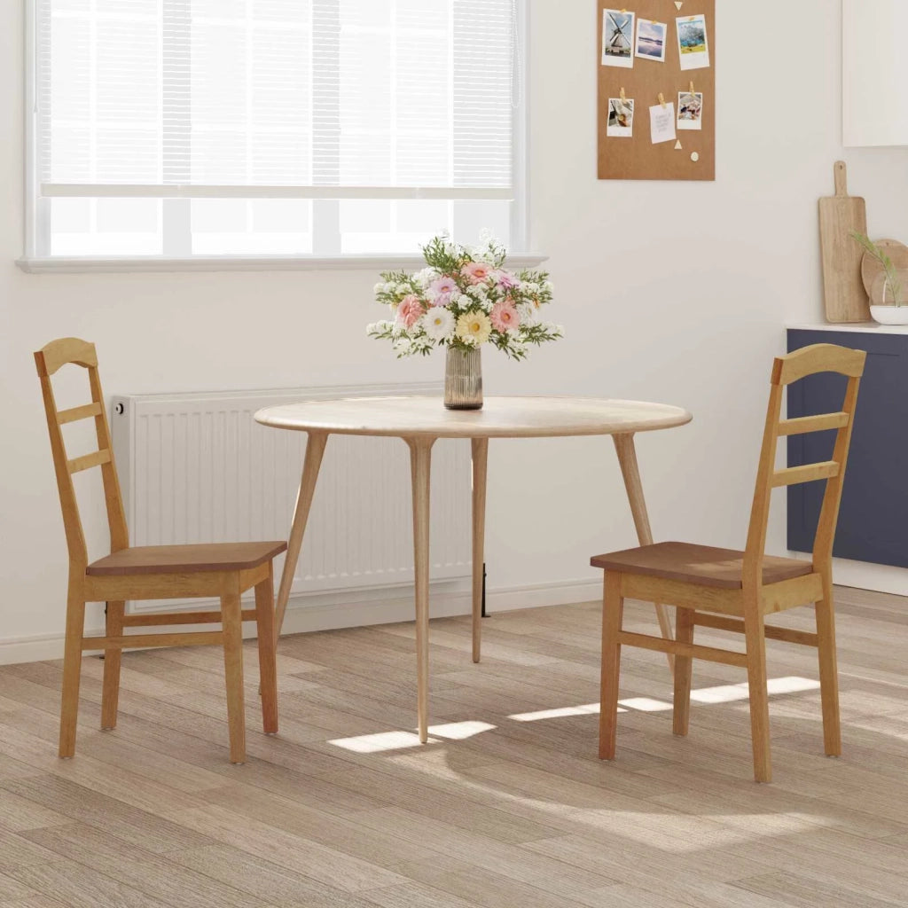 Sedia da pranzo 2 pcs Naturale Legno di gomma solido