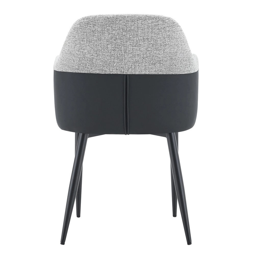 Sedie da Pranzo Imbottite Set 2 Pezzi ¨C MINIMAL ¨C Tessuto Grigio e PU Nero, Gambe in Metallo