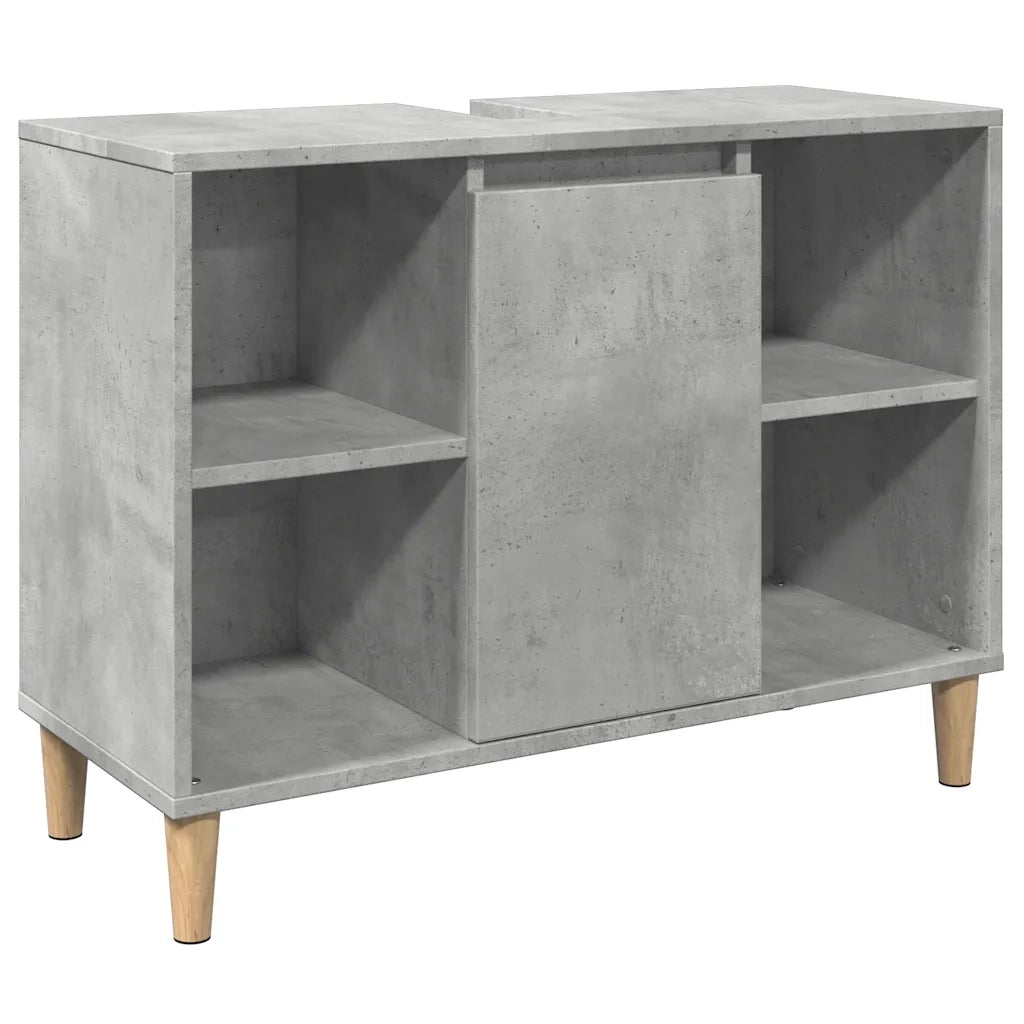 Set Mobili da Bagno | Armadio da bagno 3 pz Grigio Cemento in Legno Multistrato