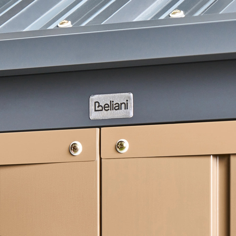 Capanno da giardino walk-in 235 x 175 cm in acciaio con chiusura a bullone resistente ai raggi UV impermeabile marrone