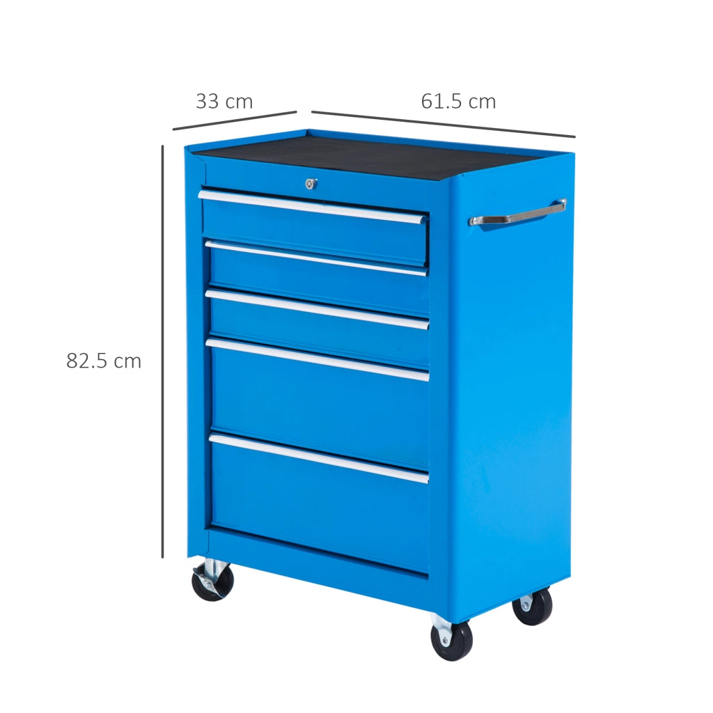 EasyComfort Carrello Porta Utensili Attrezzi Attrezzatura con Cassettiera Azzurro 61.5 x 33 x 82.5cm