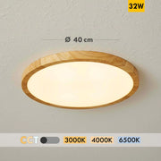 Plafoniera tonda elegante effetto legno design sottile LED 32W CCT IP40 luce soffitto cucina salone ufficio pizzeria 40cm