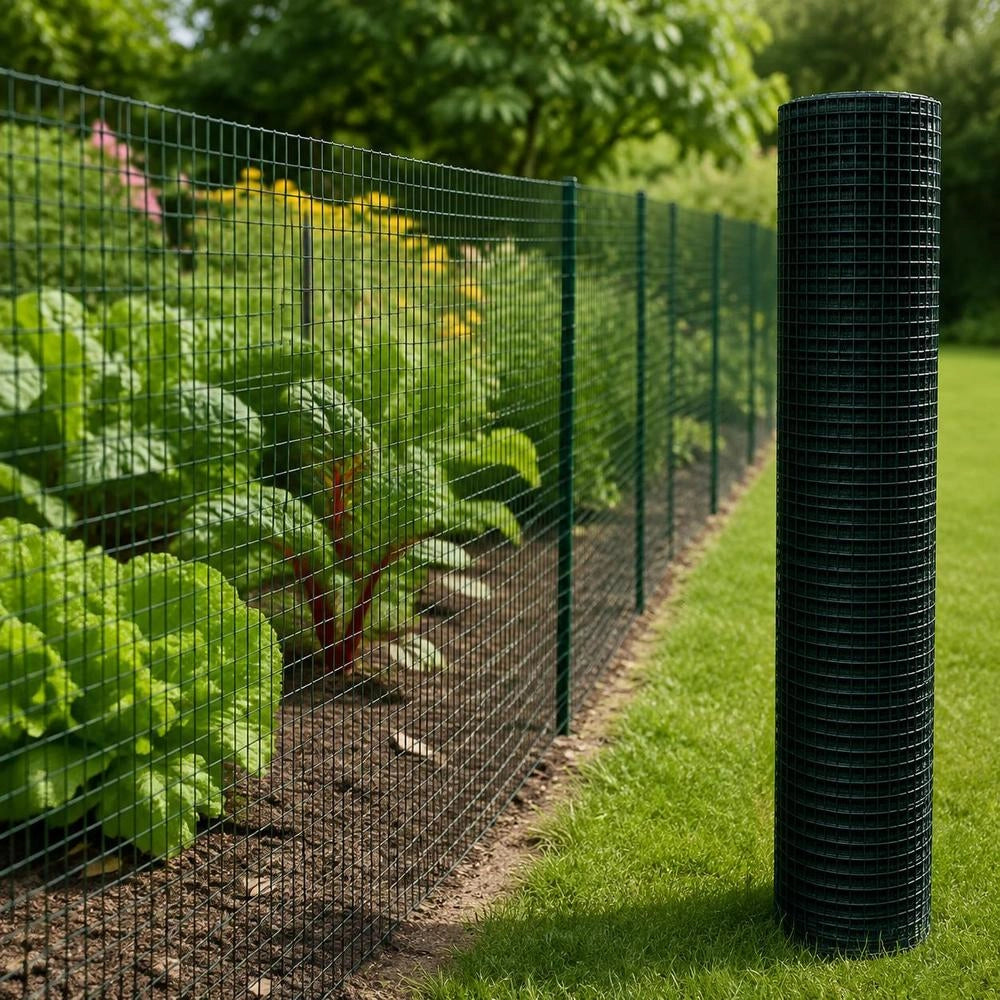 Wire Fence For Chickens, Galvanized Steel, 1x25 M, Green