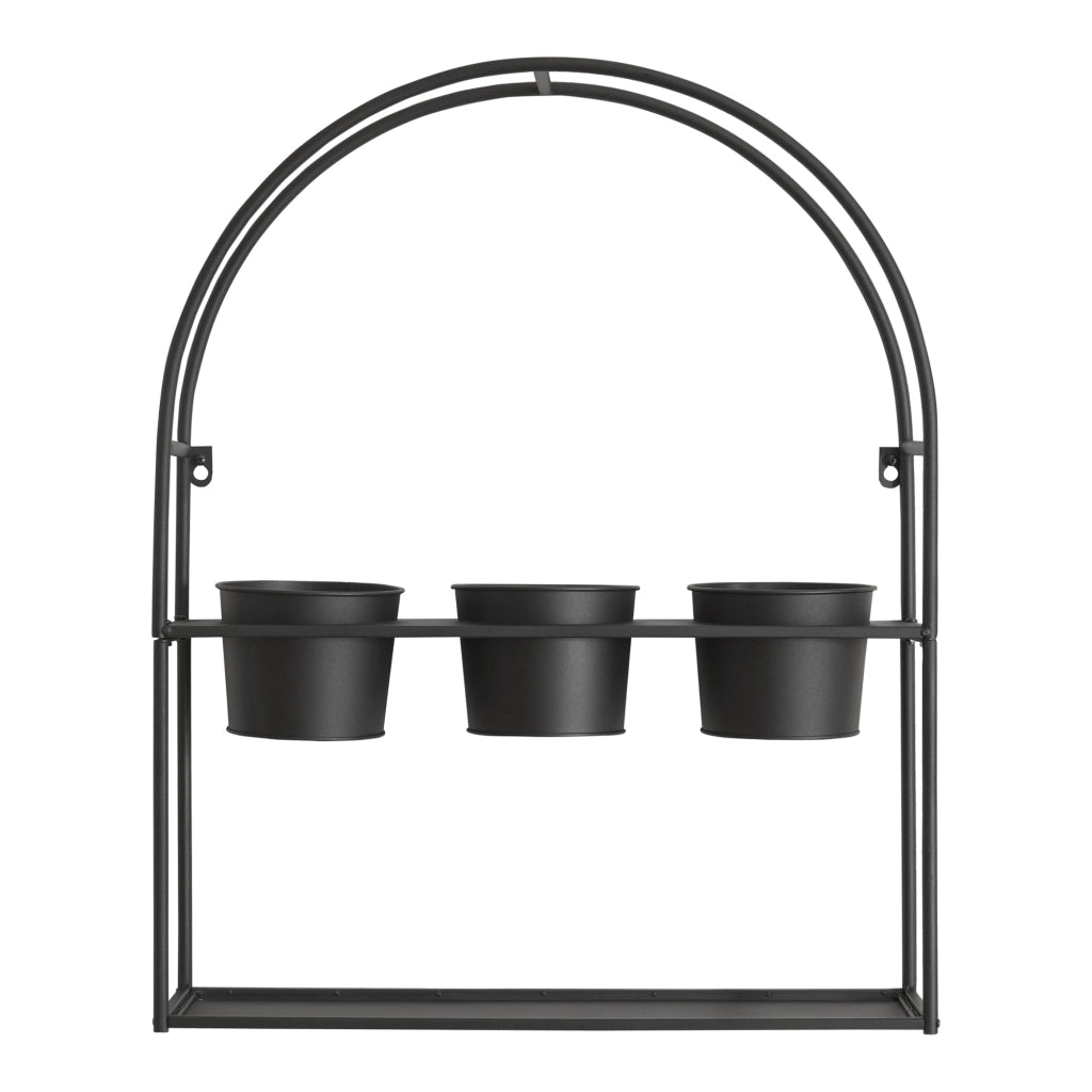 Portapiante Arcuato da Parete Merikarvia 65 x 52 x 15 cm Nero [en.casa]