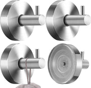 Set di 4 zuignap stile a muro, per appendi asciugamani, senza perforazione, per bagno, cucina, appendi abiti, argento, 4 pezzi