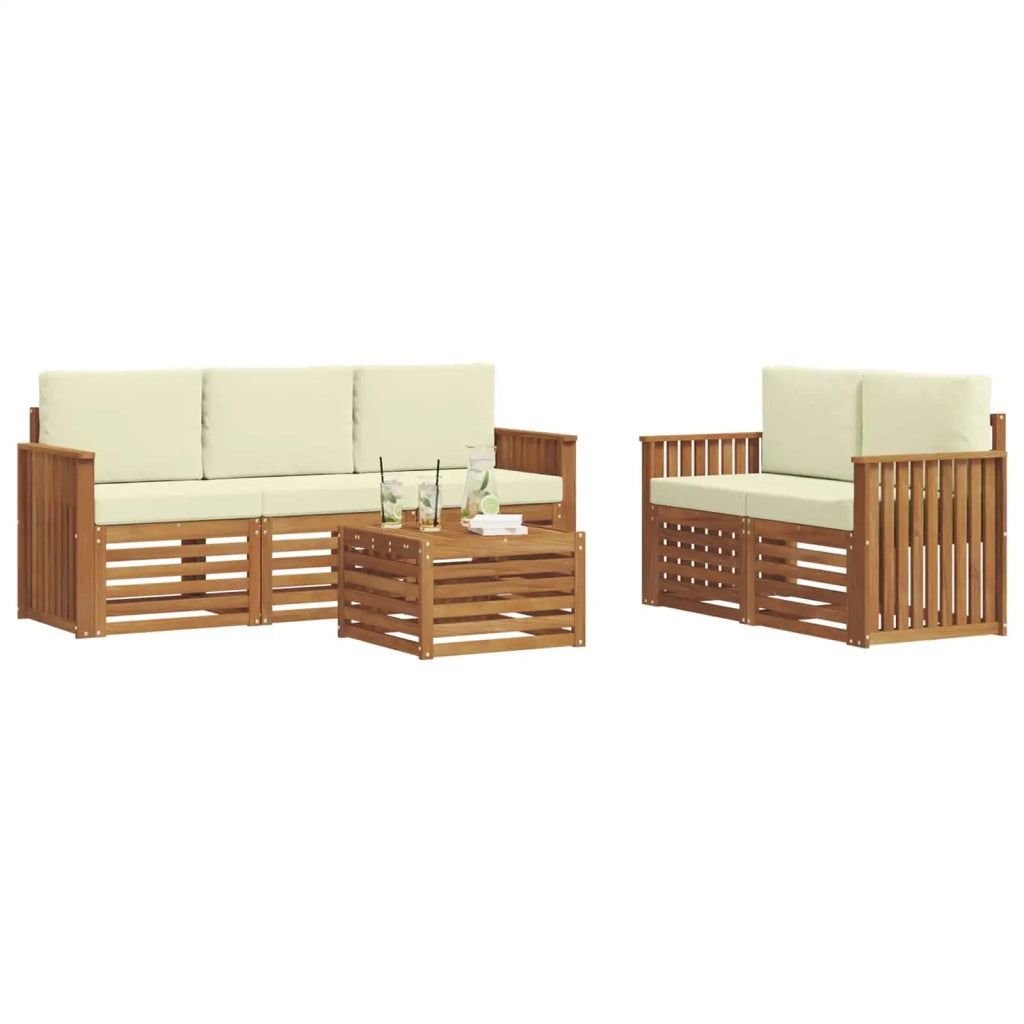 Set di divani da esterno 6 pz Naturale e Crema 3374365