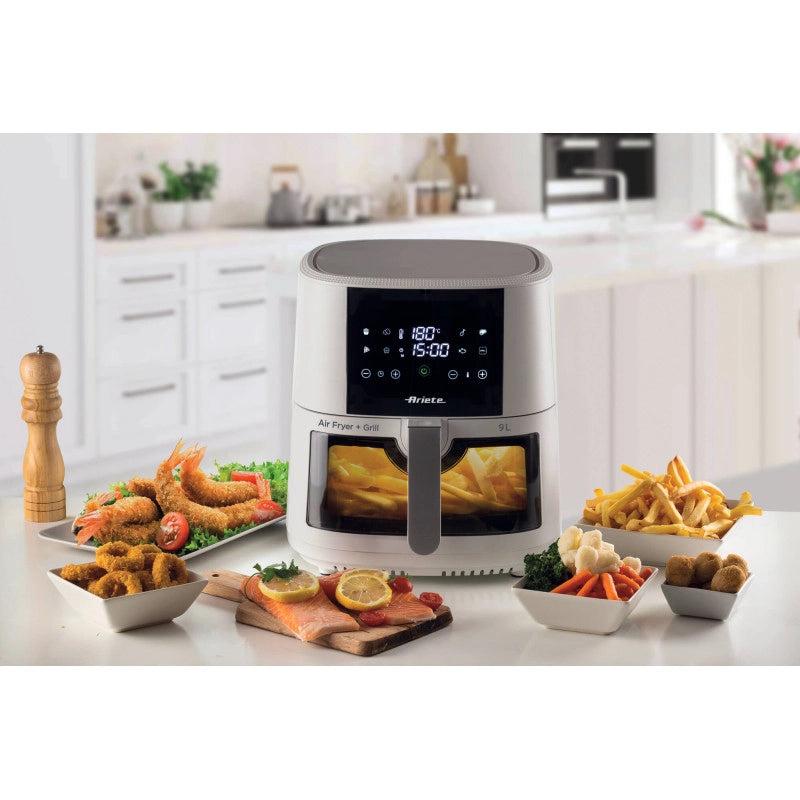 Friggitrice ad aria 9L 1500W - 8 programmi - Cestello trasparente - Bianco