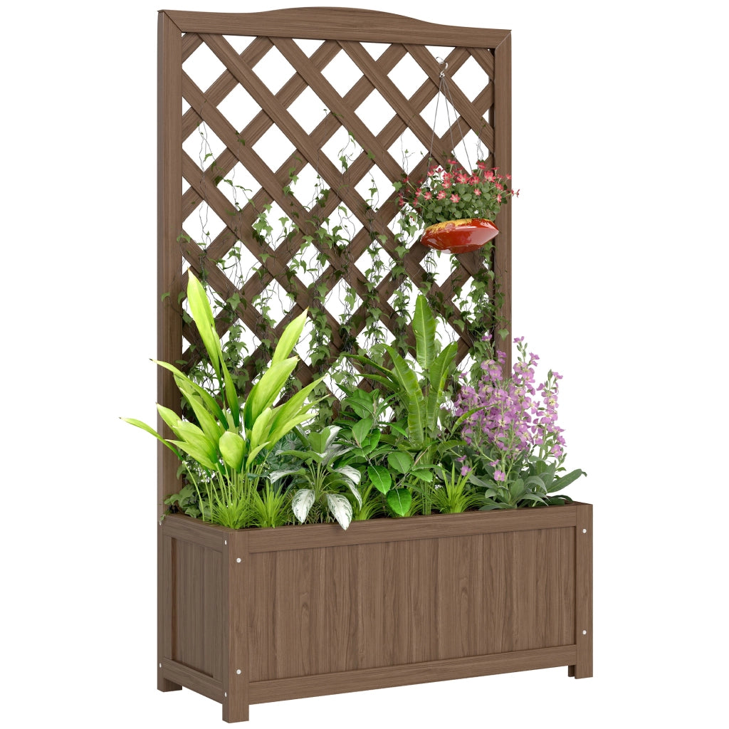 Fioriera con griglia per piante rampicanti ¨C zephmum ¨C 70x28x117cm legno massello marrone scuro