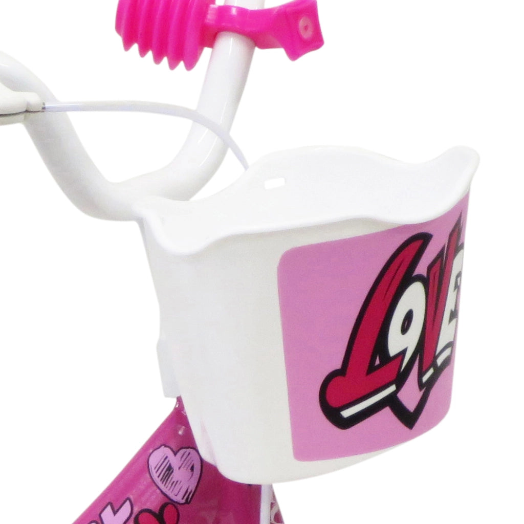 SCH HEART 12", bicicletta per bambini, adatta a bambini tra i 3 e i 5 anni, per altezza tra 85 e 105 cm, cestino, trombe
