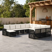 Set Divano da Giardino 12 pz Nero e Bianco Crema polyrattan 3435328