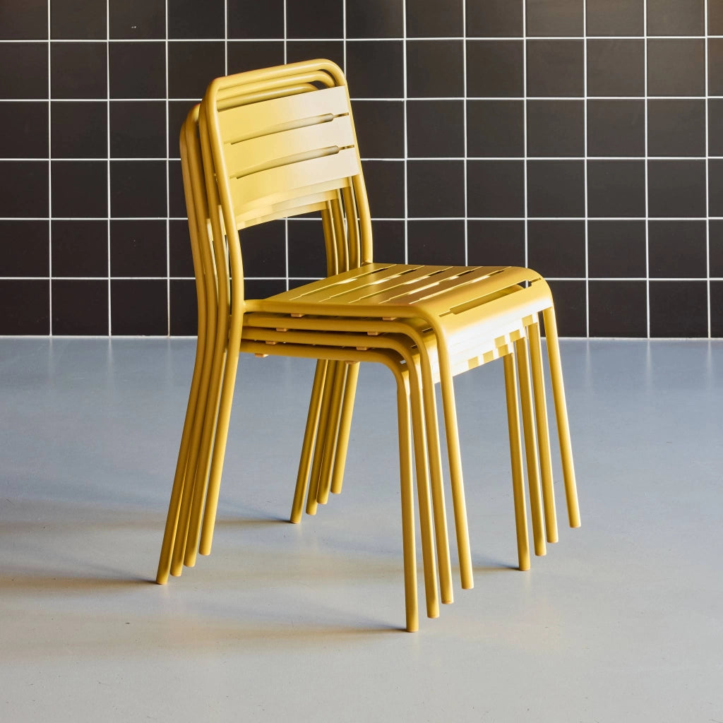 set 4 sedie da giardino bistrot in acciaio, ocra