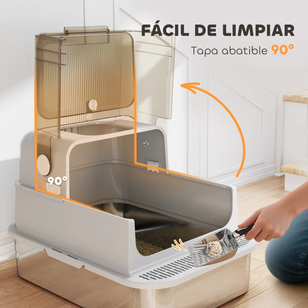 Arenero per Gatti in Acciaio Inox con Tapa ¨C Zephmum ¨C Grigio 80x50x30