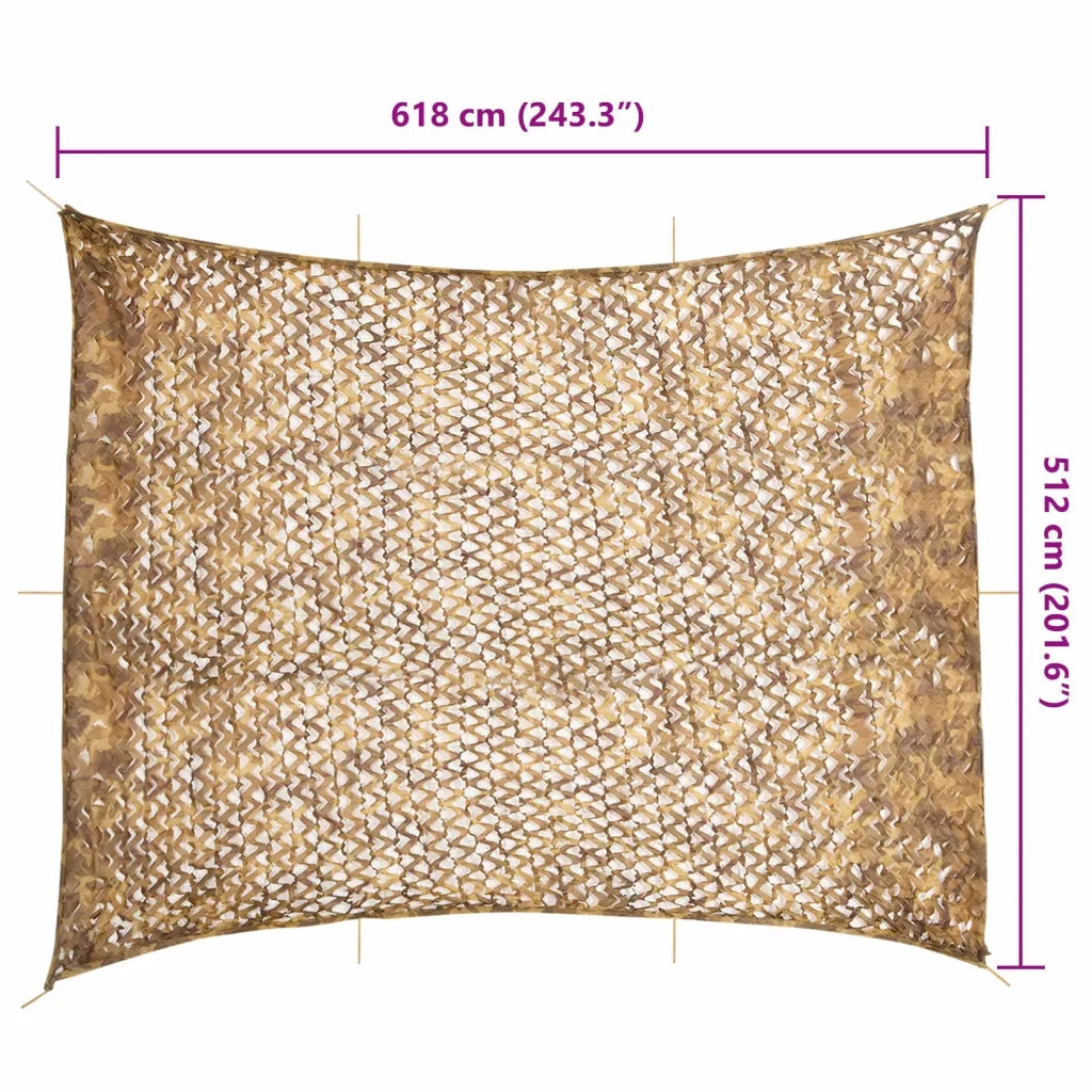 vidaXL Rete Mimetica con Custodia di Conservazione 618x512 cm Sabbia