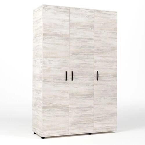 Kit Armadio Moderno Grande in Legno con 3 Ante 4 Ripiani Asta cm 120x52x205H