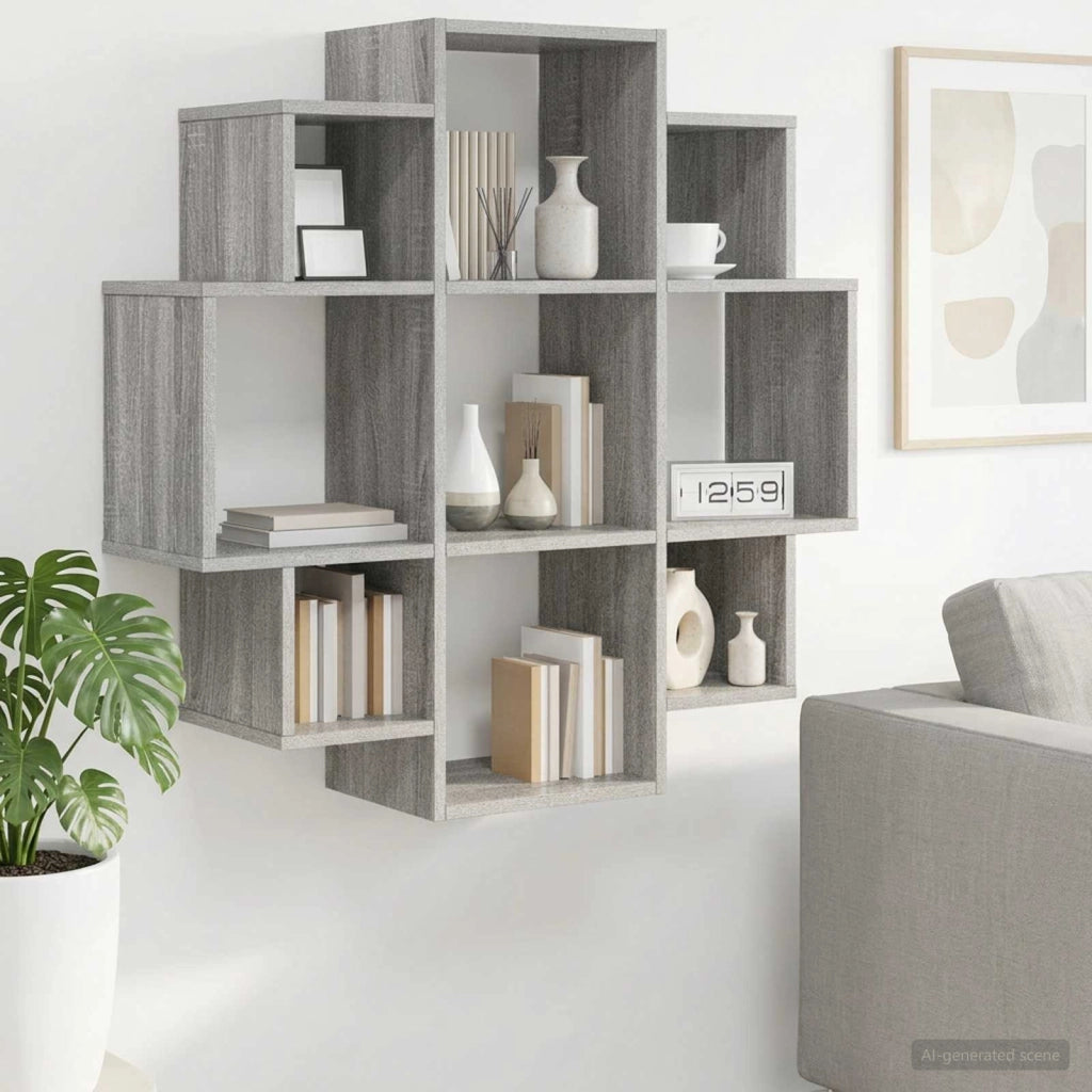 Scaffale da parete Sonoma grigio 90 x 25 x 90 cm 8012177