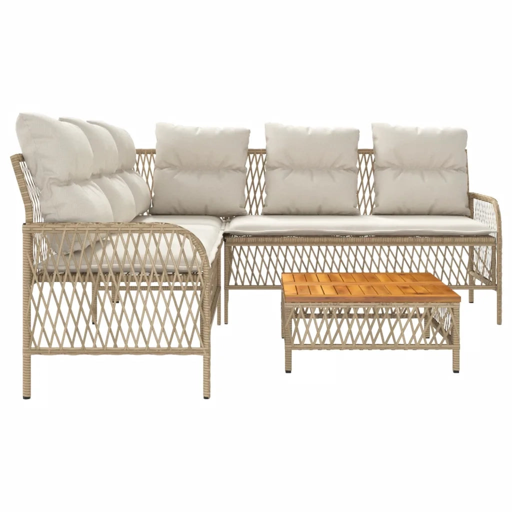 Set Divani da Giardino 2 pz | Set Salotto da Giardino con Cuscini Beige in Polyrattan