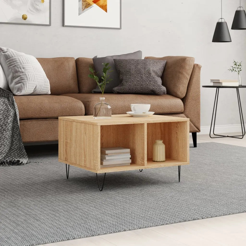 Tavolino Salotto-Tavolino da soggiorno-Tavolo Rovere Sonoma 60x50x36,5 cm Legno Multistrato 213078