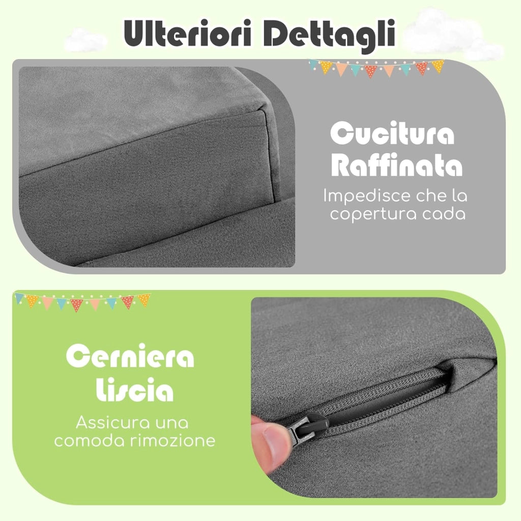 Set di 5 Pezzi Gioco in Schiuma, Blocchi con Piscina di Palline per Bambini, Coperture Lavabili con Cerniere, Blocchi Creativi per Stanza di Giocattoli, Camera da Letto (Grigio)