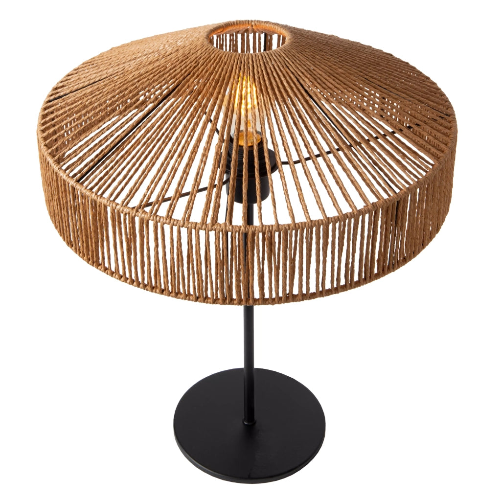 Lampada da tavolo Yunkai Lucide E27 rattan nero marrone