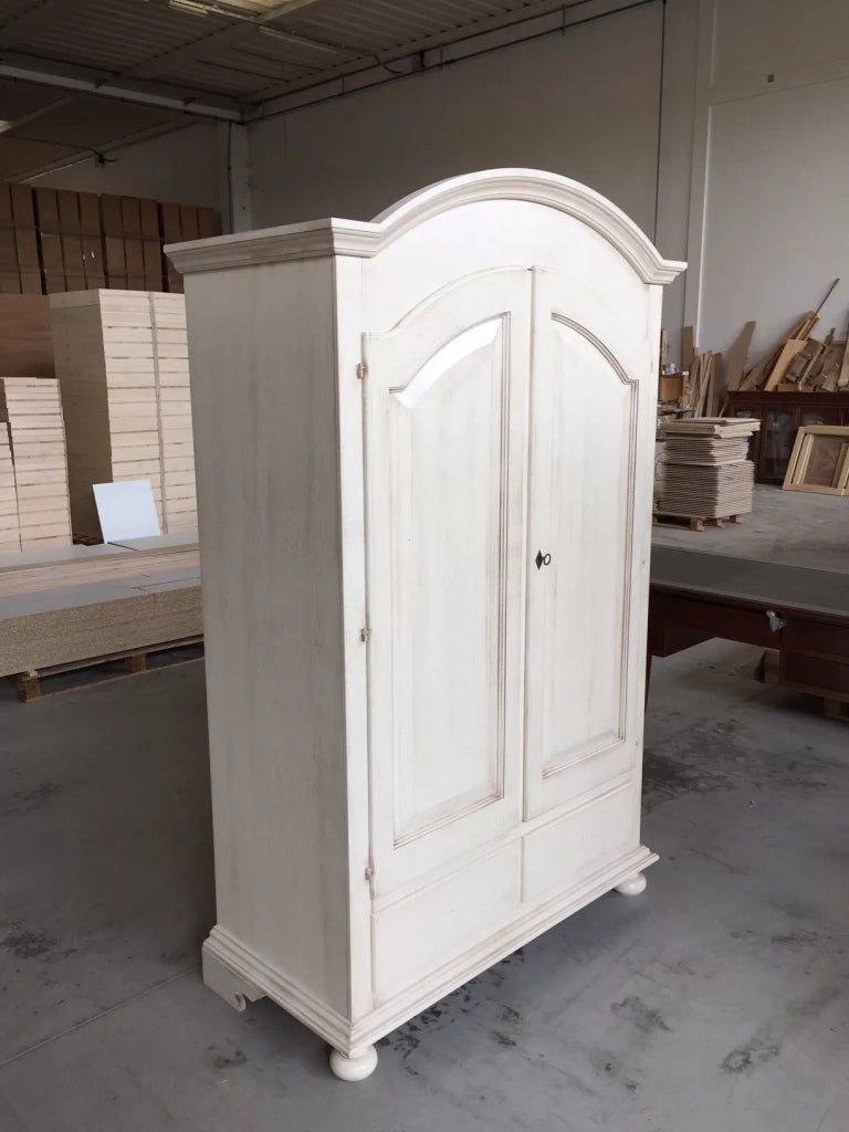 Armadio shabby 2 porte legno bianco anticato 125x61x200 - Mobili 2G