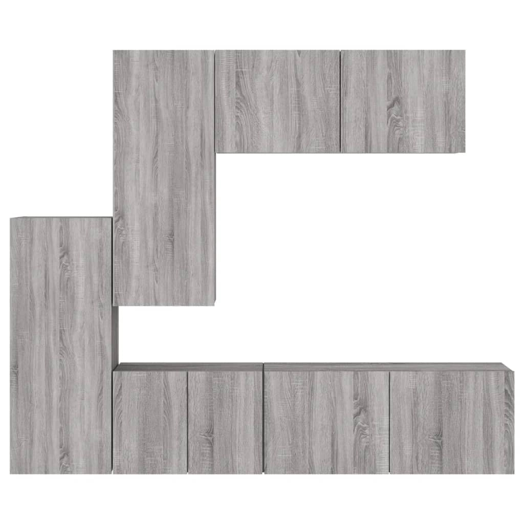 Mobile TV multimediale scaffale TV credenza TV sala da pranzo soggiorno camera da letto 5 pezzi legno ingegnerizzato Sonoma grigio 02_0029308