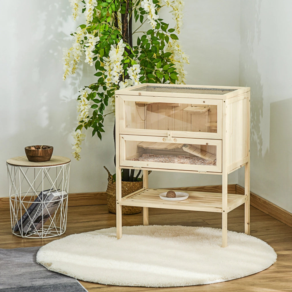 Casetta per Criceti e Topi con 5 Piattaforme ¨C zephmum ¨C Legno Naturale 60x40x80 cm
