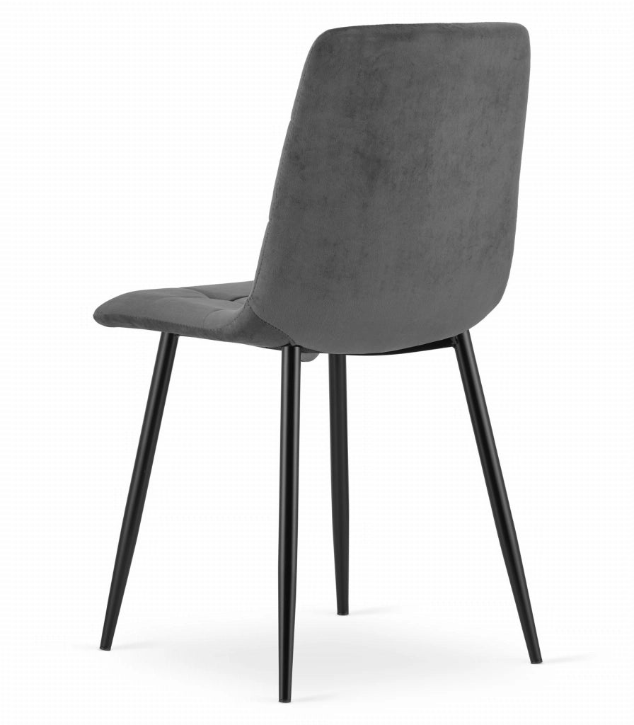 Sedia Valora PYRA in velluto grigio scuro, design moderno x3