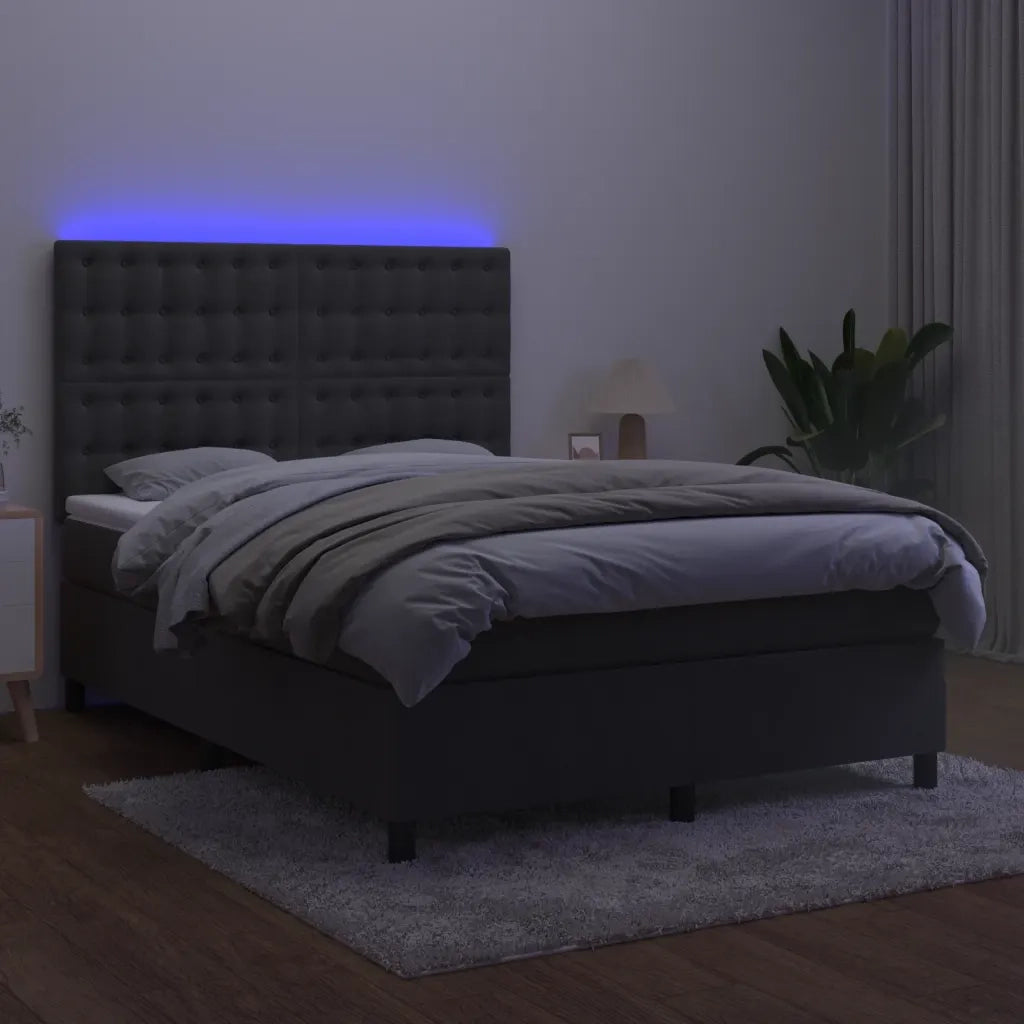 Letto a Molle con Materasso e LED Grigio Scuro 140x200 cm 3136366