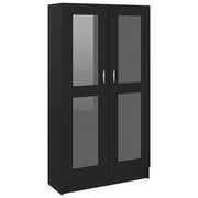 Vetrina classica 82,5 x 30,5 x 150 cm vano contenitore decorativo interno in legno composito nero 02_0047756