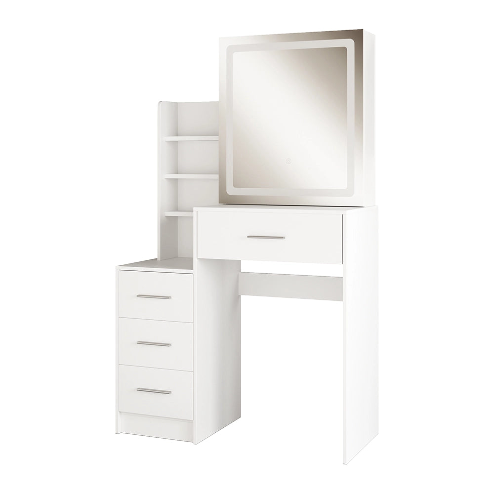 Vicco Tavolo da toilette Bianco 80 cm con specchio a LED