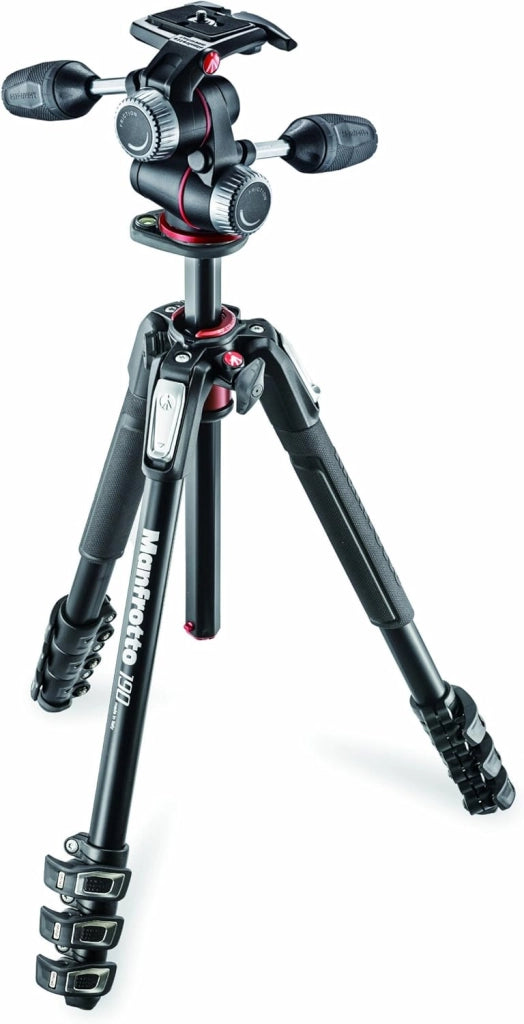 Kit Treppiede 190XPRO a 4 Sezioni in Alluminio con Testa su 3 Assi, Kit Professionale Accessori Fotografia, Treppiede Fotocamera con Testa 3-Vie per fotocamera mirrorrless, DSLR