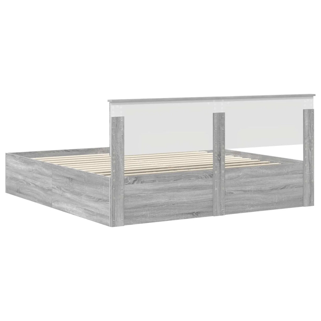 Letto matrimoniale | Letto per adulti | Struttura del letto con testiera Grigio Sonoma 200 x 200 cm