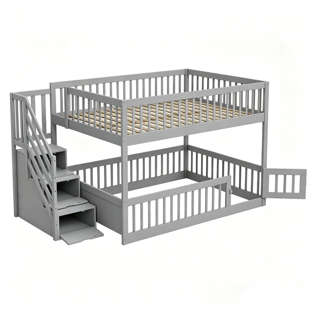 Letto a Castello 140x200 con Cassetti e Scala ¨C Xylo ¨C Grigio, Legno