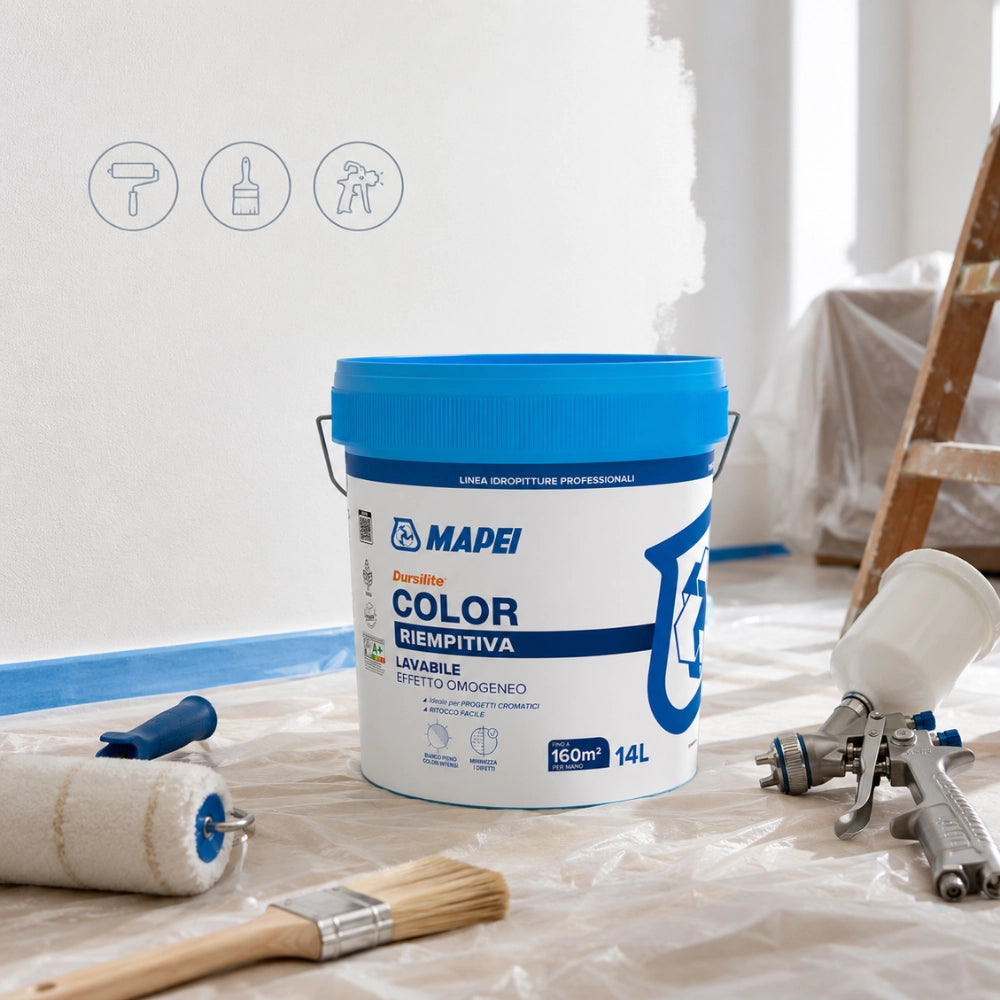 Mapei dursilite color idropittura murale lavabile per interni 14l