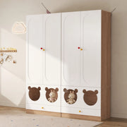 Armadio per cameretta MDF bianco-legno con cassetti 80x50x200 cm