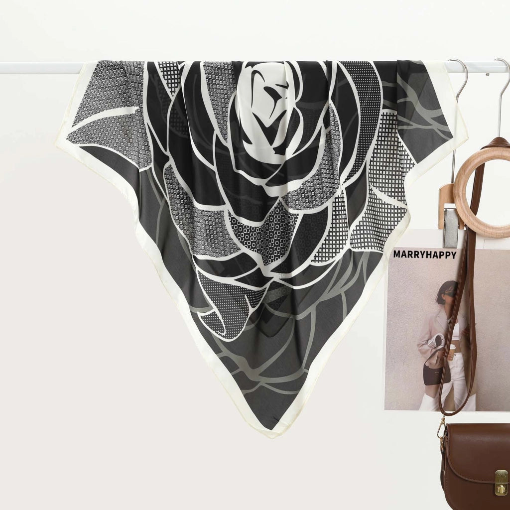 Foulard quadrato da donna in seta, stile francese, perfetto per la primavera e l'estate, da indossare come sottoveste sotto t-shirt e camicie, oppure come foulard per proteggersi dal sole.