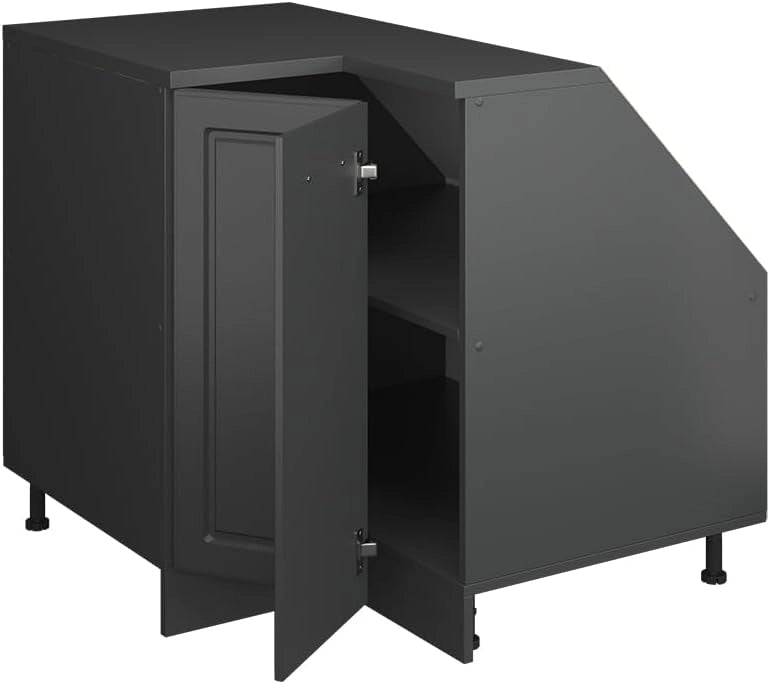 Mobile sottotetto Mobile angolare Rion, Antracite casa di campagna, 75.6 x 81.6 cm con 1 porta, carcassa dell’armadio profondità 60 cm, adatto per il salvaspazio sotto tetti spioventi