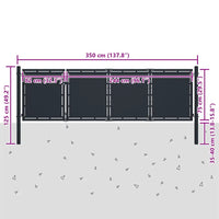 Cancello per Giardino in Acciaio 350x75 cm Antracite cod mxl 70444