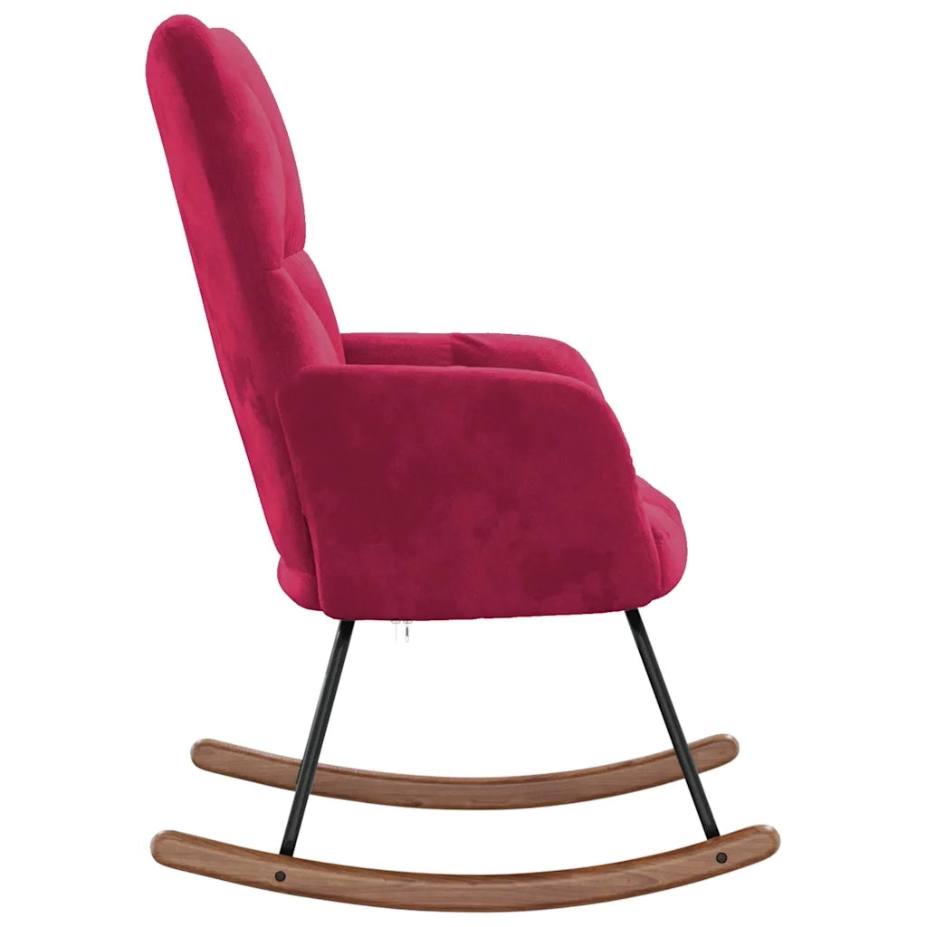 Sedia a Dondolo Rosso Vino in Velluto CFW7392960