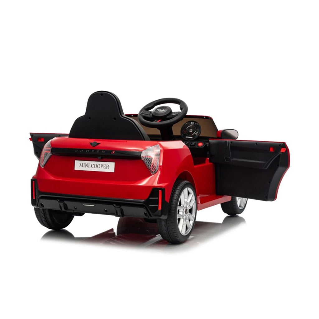 Macchina Elettrica per Bambini Licenza Ufficiale Mini Cooper S Cabrio 12V Sedili in Pelle e Telecomando Rosso