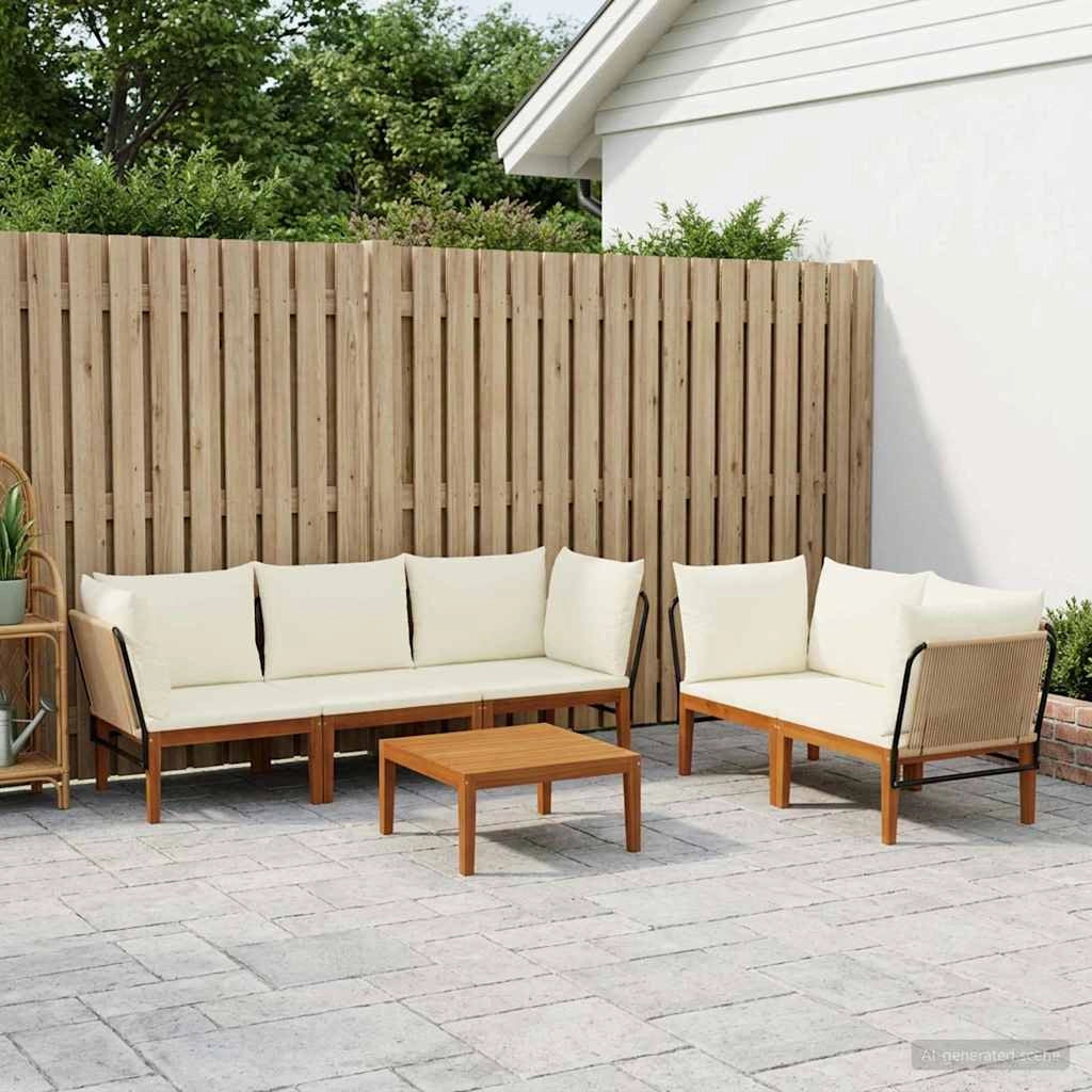 6 pz Legno massiccio di acacia e corda Naturale 3407777