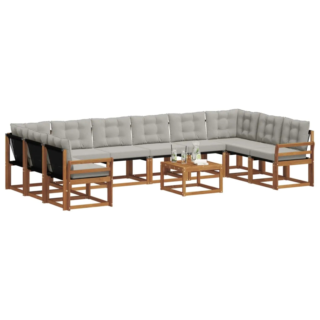 Set di divani da esterno 11 pcs Grigio Naturale e Chiaro 3369122