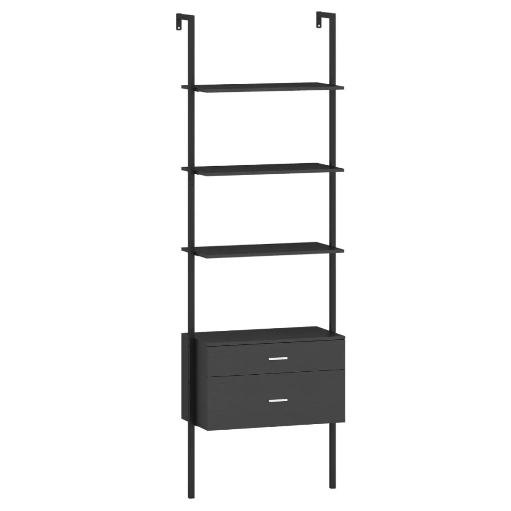 Libreria a parete con 4 ripiani aperti 60 x 30 x 184 cm pratico contenitore e design moderno legno MDF nero 20_0010753